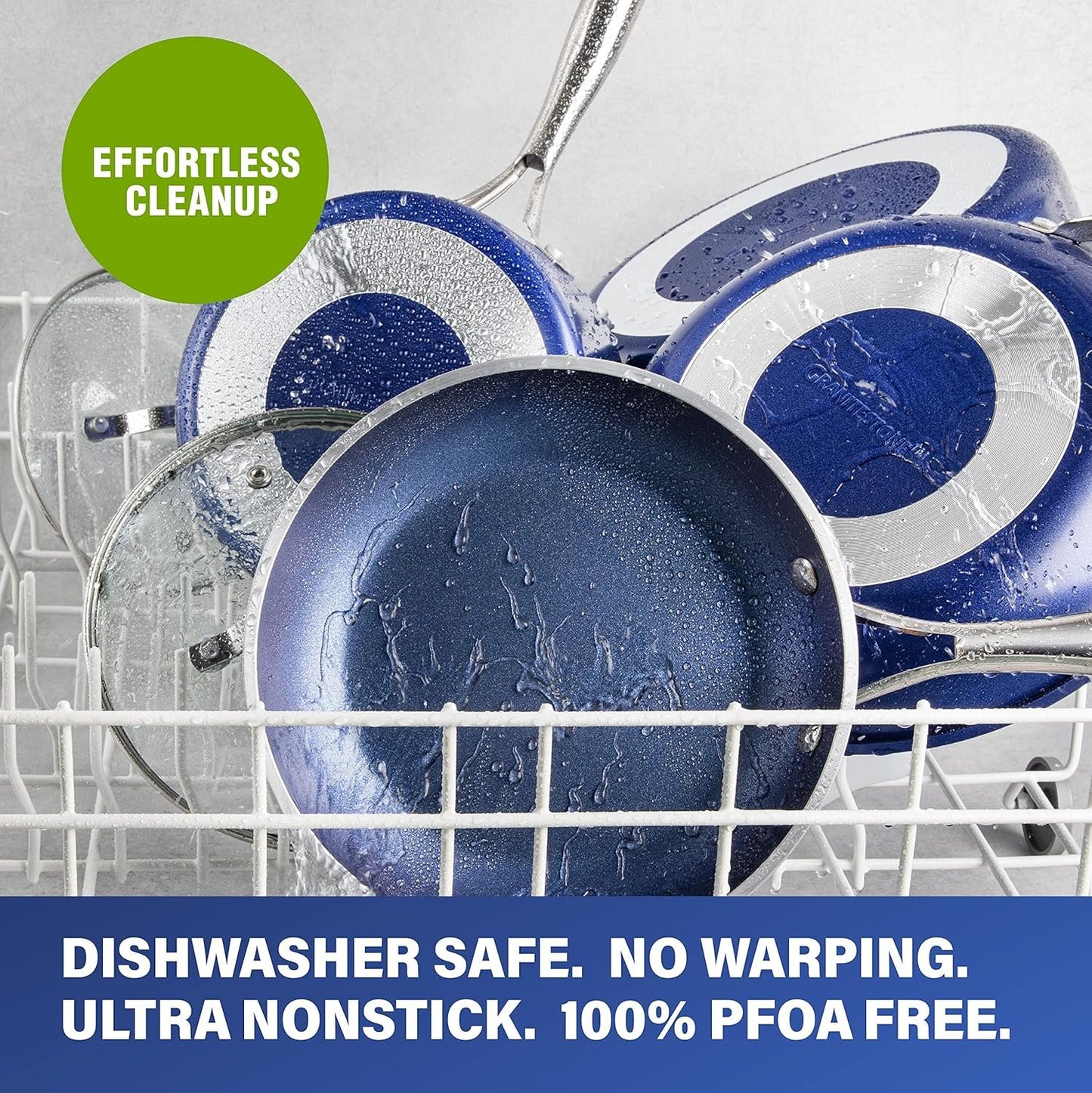Granitestone 20 Piece Pots and Pan Set, Nonstick Cookware Set, Pots and Pans Set, Non Stick Cookware Set for Kitchen with Frying Pans + Saucepans, Oven/Dishwasher Safe, Healthy & Non Toxic – Blue
