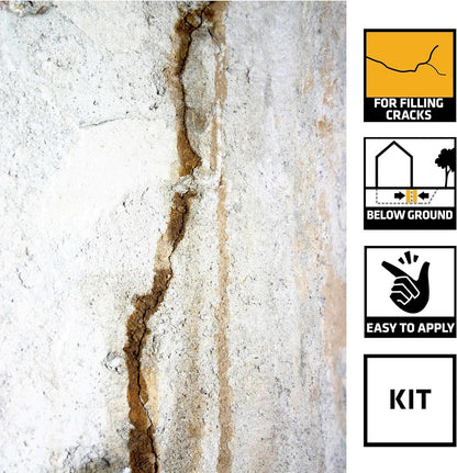 SIKA - Foundation repair - SikaFix Kit - Concrete grey - Injection kit to repair and waterproof cracked foundations - 3-part mortar, injection Ts and grout