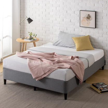 Single Bed Frame, Zinus Upholstery Bed Base Ensemble, Dark Grey