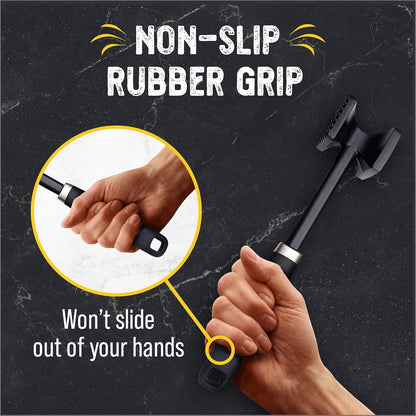 Checkered Chef Meat Tenderizer Hammer - Dishwasher Safe Metal Mallet for Tenderizing Chicken, Beef, Pork & Nuts with Non-Slip Grip - Kitchen Gadgets and Tools