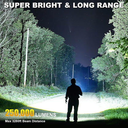 Rechargeable Flashlight, Bright Tactical Flashlight with 5 Modes, Irradiation Range up to 3280FEET Can Run Up to 12 Hours, Waterproof IP6 Suitable for Emergencies Bad Weather, Hiking