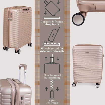 london Fog ABS Hard Case - 8 Wheel Spinner Travel Luggage | Telescopic Drag Handle | TSA Security Locks LFL005, champagne, Suitcase