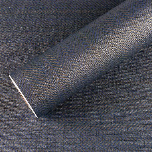 VEELIKE Blue and Gold Grass Sheet Adhesive Paper Vintage Blue Fabric Wallpaper Adhesive Film for Furniture Wallpaper Bedroom Furniture Sticker Bango 40 cm x 300 cm