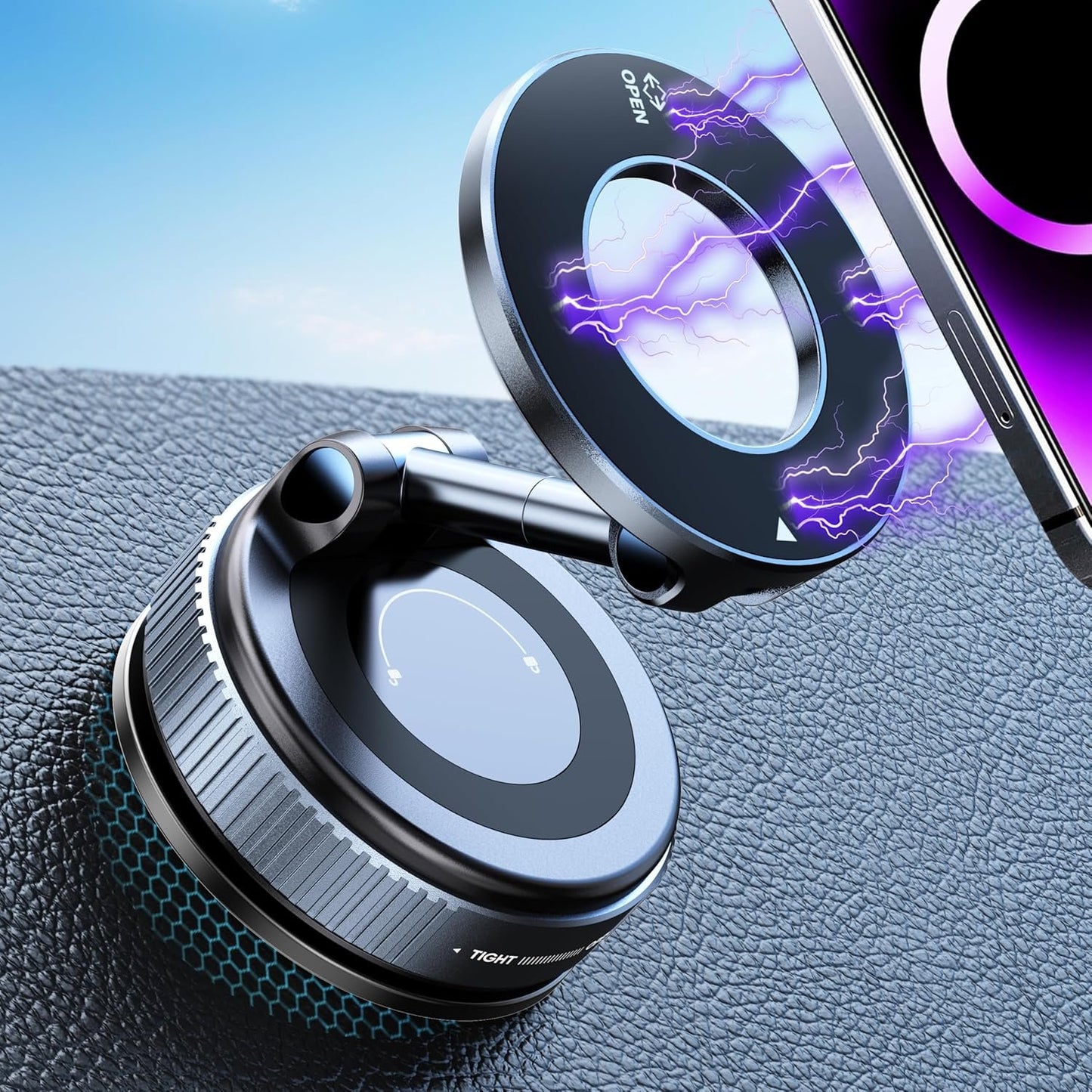 snanlen Upgraded 360° Nano Gel Vacuum Magnetic Phone Holder, Car Phone Holder for Magsafe[108+LBS Strongest Suction & 3000gf Strongest Magnetic], Suction Cup Phone Mount for Car/for iPhone 16 Pro Max