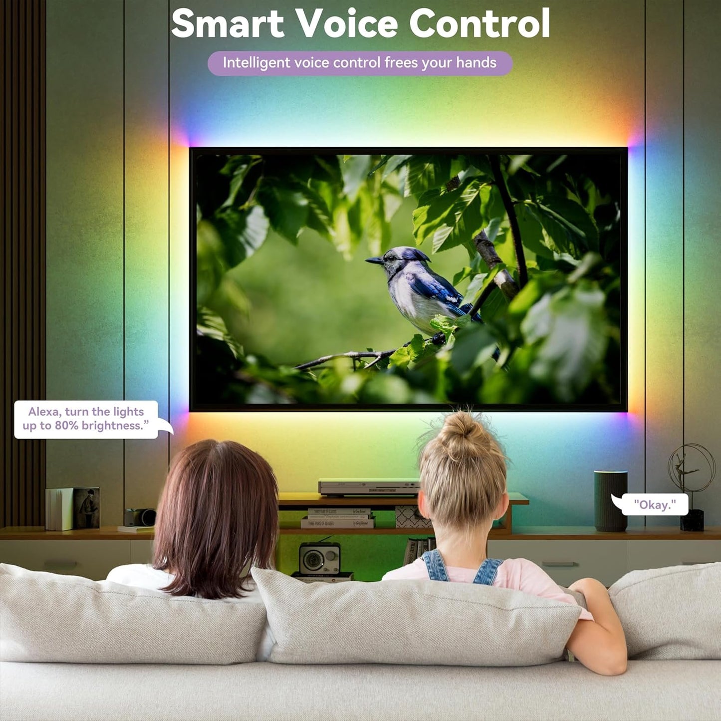 MIWISE RGB Smart IC COB LED Strip Light,32.8ft Color Chasing Flexible LED Tape Light,WS2811 Addressable RGB Strip with APP Control/Music Mode,Work with Alexa/Google,for Home DIY Lighting Projects