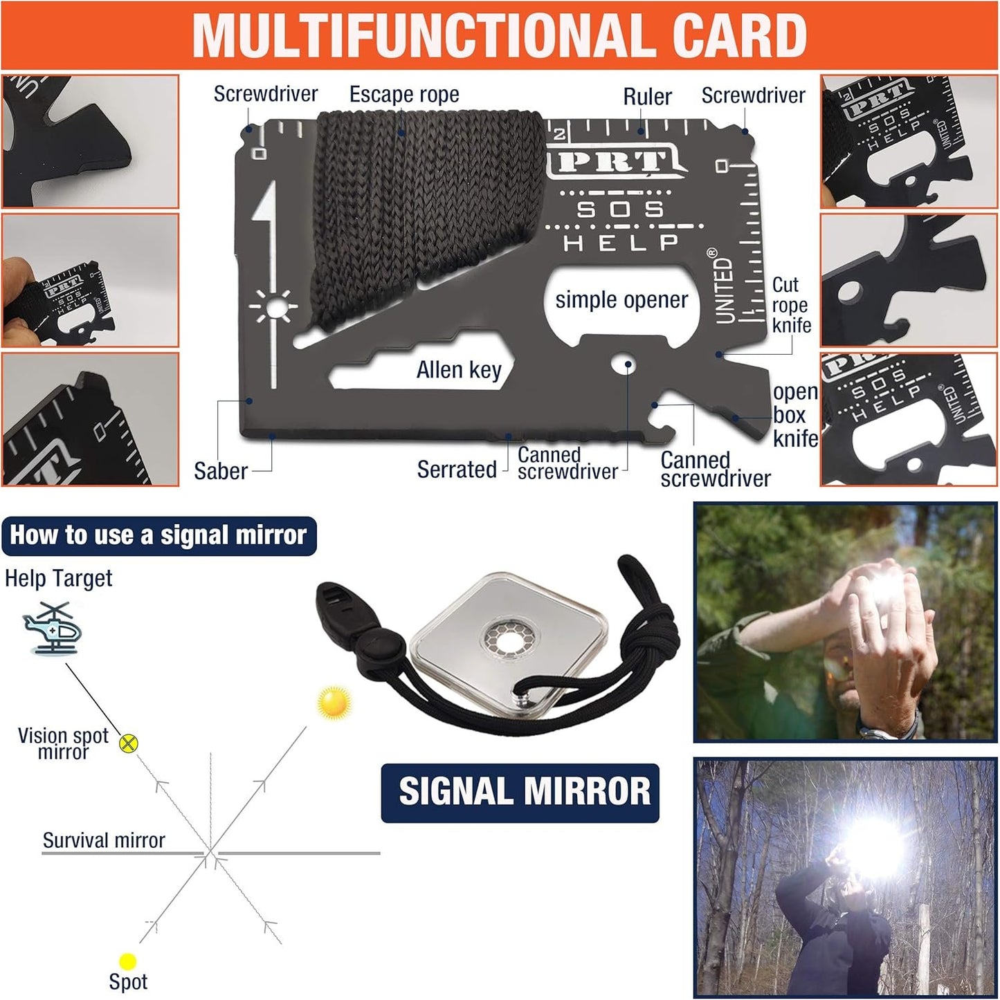 Survive Hero Survival Kit Military, for Teen Boys Gift Ideas, Stocking Stuffers for Teenage Boy, Mens Gift Set, EDC Tactical Gear Camping Gadgets for Men, Hiking, Hunting Accessories