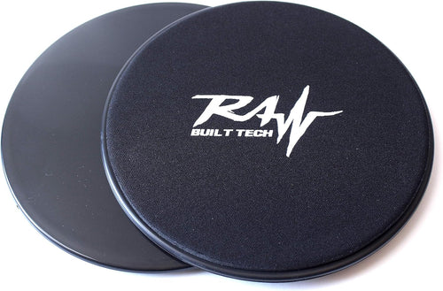 RAW Built Tech Abdominal Core Sliders - Set of 2 Fitness Glide Plates - Great for Abs, Crossfit, Cross Training, Push-ups and Planks - Full Body Core Exercise - Dual Sided Design Works on Any Surface