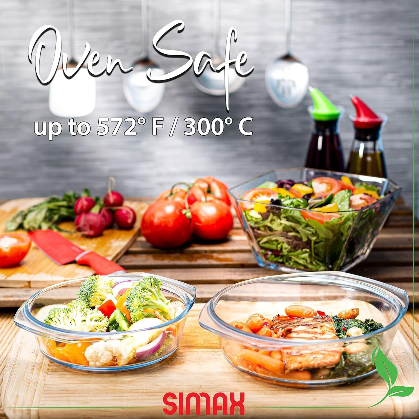 Simax Casserole Dish Set, Set of 2 Casserole Dish with Lid, Round Glass Cookware, Borosilicate Glass, Made In Europe 1 Qt and 1.5 Qt Baking Dishes