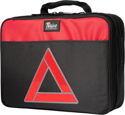 Thrive Roadside Emergency Car Kit - Automotive Safety Travel Tool Kit w/Vehicle Jumper Cables and Mini First Aid Kit - Truck, SUV & Car Essentials for Women and Men (Square Bag)
