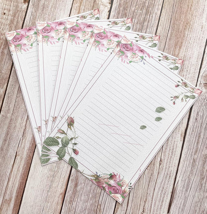 50 Writing Stationery Paper, Lined Stationery Paper for Writing Letter, Notes, Invitations, Craft, 5 Different Style (11.7 x 8.26")