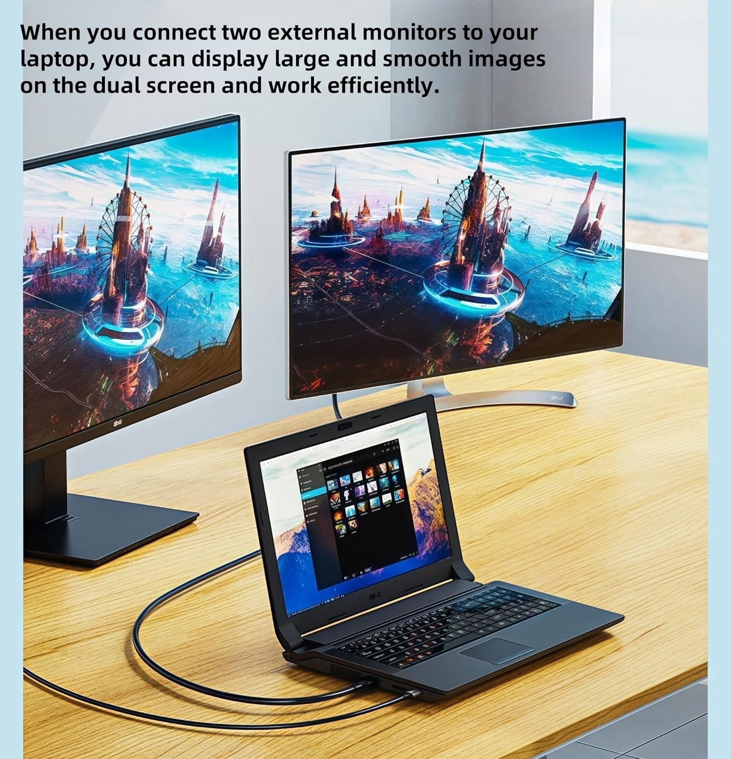 USB to HDMI Cable, Built-in Drivers, 6FT USB A to HDMI Male Cable HD 1080P Monitor Converter Cord with Audio for Desktop, Laptop, Monitor, Projector, HDTV Compatible with Windows 8/8.1/10/11