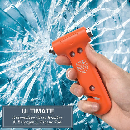 Swiss Safe 5-in-1 Car Safety Hammer: Emergency Escape Tool with Car Window Breaker and Seatbelt Cutter for First Responders and Roadside Safety Kits