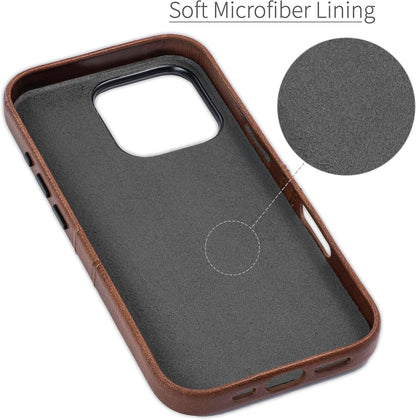 Dockem Card Case for iPhone 16 Pro with Built-in Metal Plate for Magnetic Mounting & 2 Card Holder Pockets: M2 Exec Premium Synthetic Leather Wallet Case (Brown)