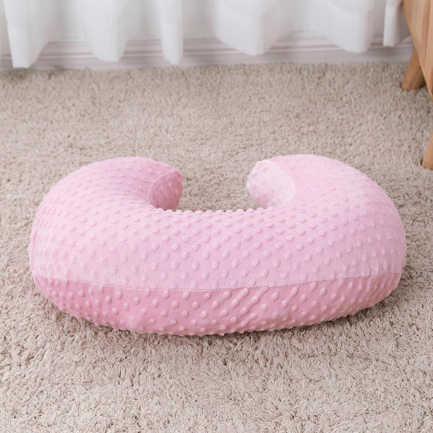ESEN Baby Nursing Pillow and Body Positioner for Breast Feeding and Bottle Feeding, Ultra Soft Baby Breastfeeding Pillows with Removable Nursing Pillow Cover for More Support for Mom and Baby (Pink)