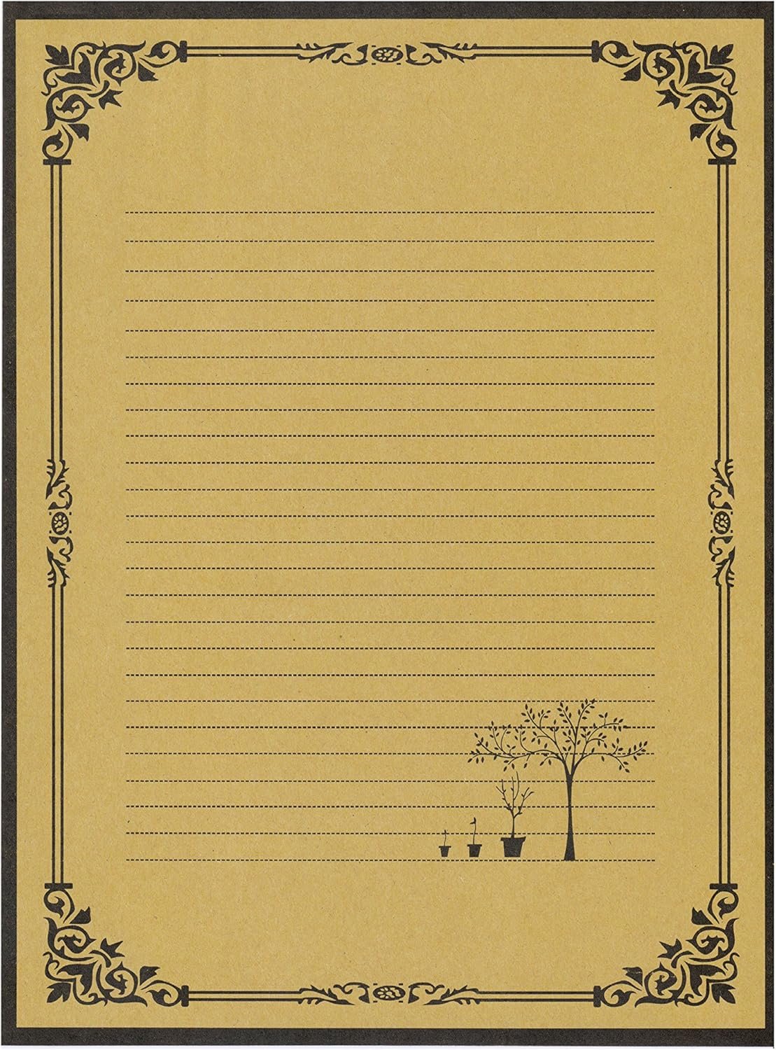 IMagicoo 64 Vintage Retro Cute Design Writing Stationery Paper Pad Letter Set (Khaki)