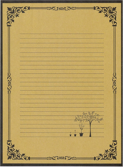 IMagicoo 64 Vintage Retro Cute Design Writing Stationery Paper Pad Letter Set (Khaki)