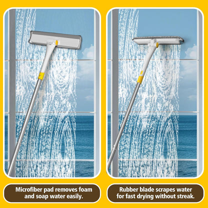 JEHONN Window Cleaning Equipment with 126 cm Telescopic Handle, Extendable Professional Windshield Cleaner Kit, Scraper and Microfiber Pad Combo for Glass Wall Car Home Kitchen