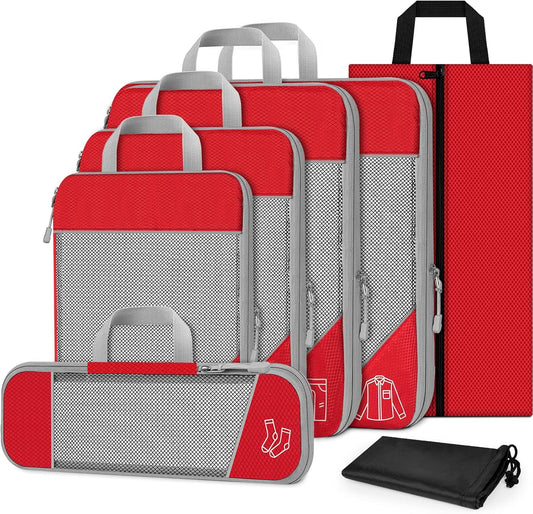 TAMOWA Suitcase Organizer Set of 7, red