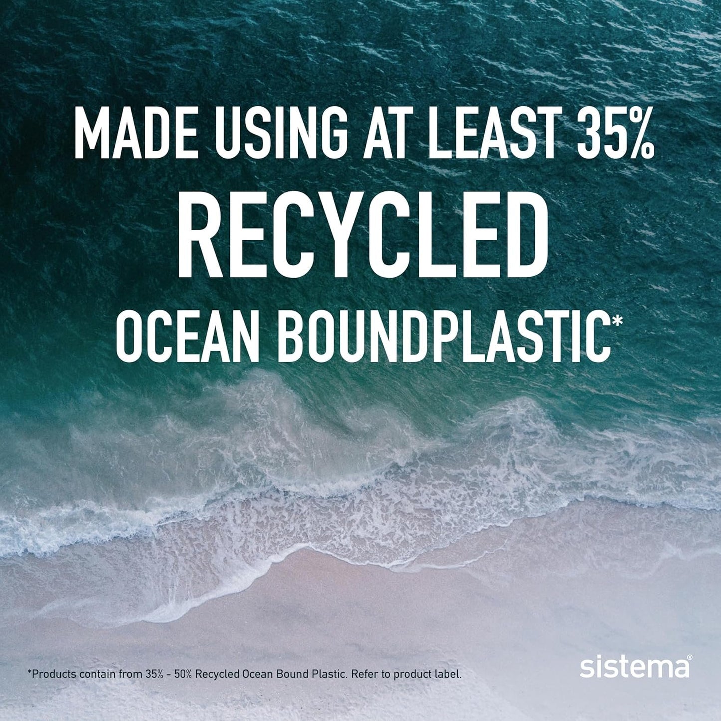 Sistema Ocean Bound Plastic Small Split Food Storage Container, 350 mL, BPA-Free, Teal or Blue (Not Selectable)