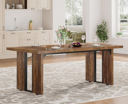 Tribesigns 71" Large Dining Table for 6 to 8 People, Rustic Farmhouse Style Dinner Table, Rectangular Dining Table for Kitchen, Dining Room & Living Room