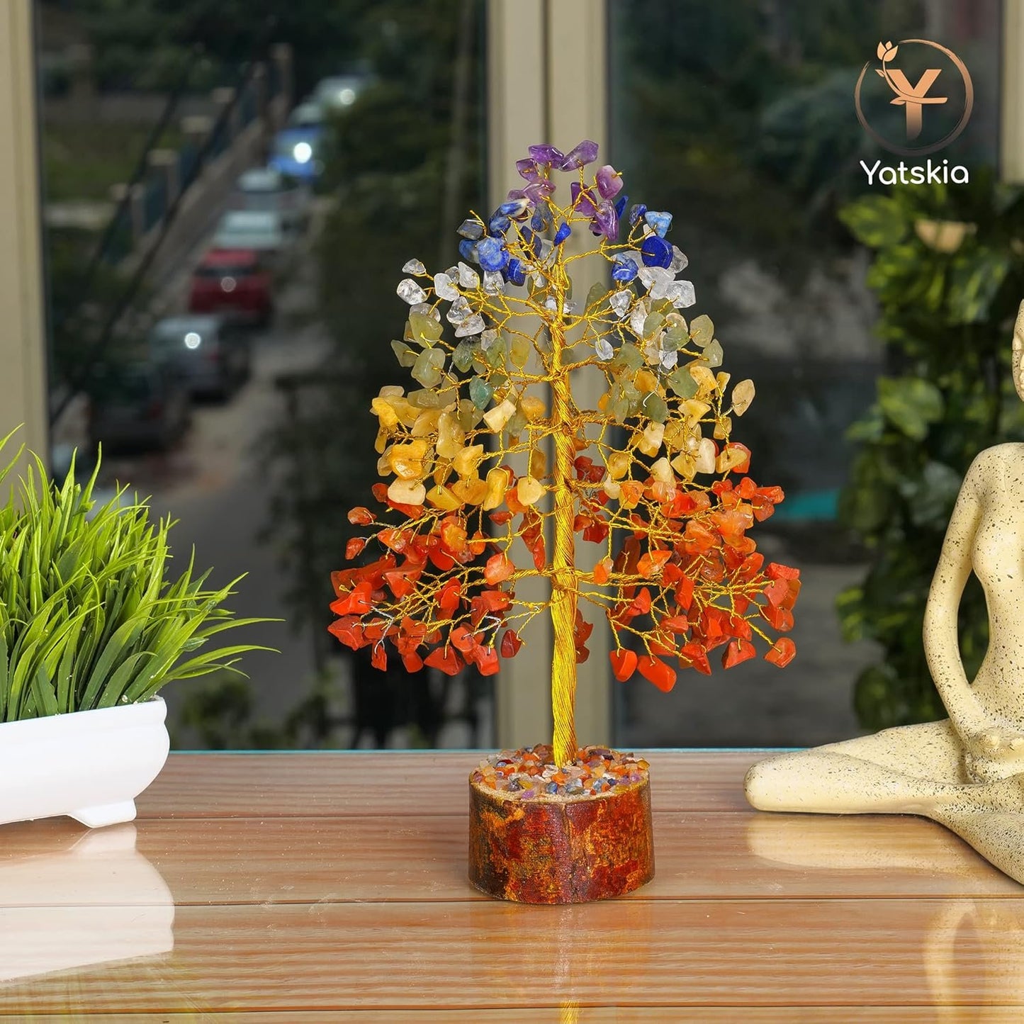 Yatskia 7 Chakra Tree of Life, Crystals and Healing Stones, Chakra Crystal Tree Decor, Housewarming Gifts, Home Decor, Meditation Decor, Birthday Gifts for Women