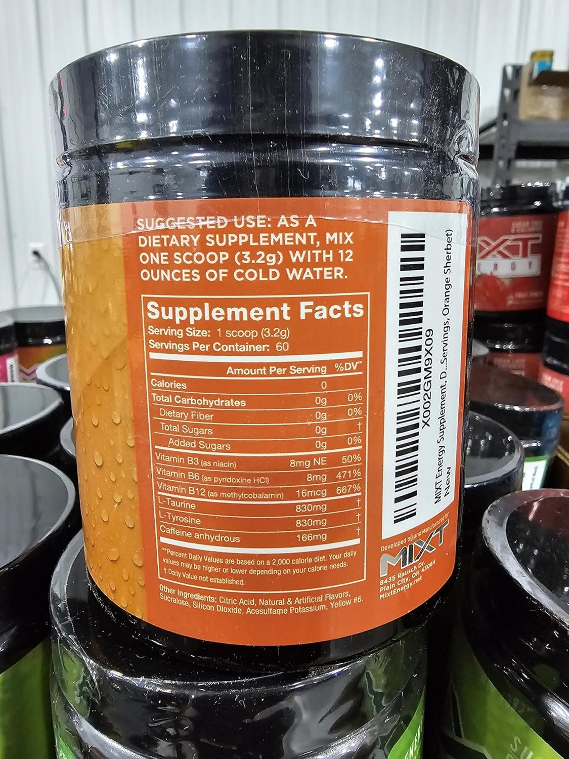 MIXT Energy Drink Mix, Energy Powder, 8 Hour Energy Formula, Designed for Concentration, Focus, and Hours of Energy Without the Crash, Sugar Free (60 Servings, Orange Sherbet)
