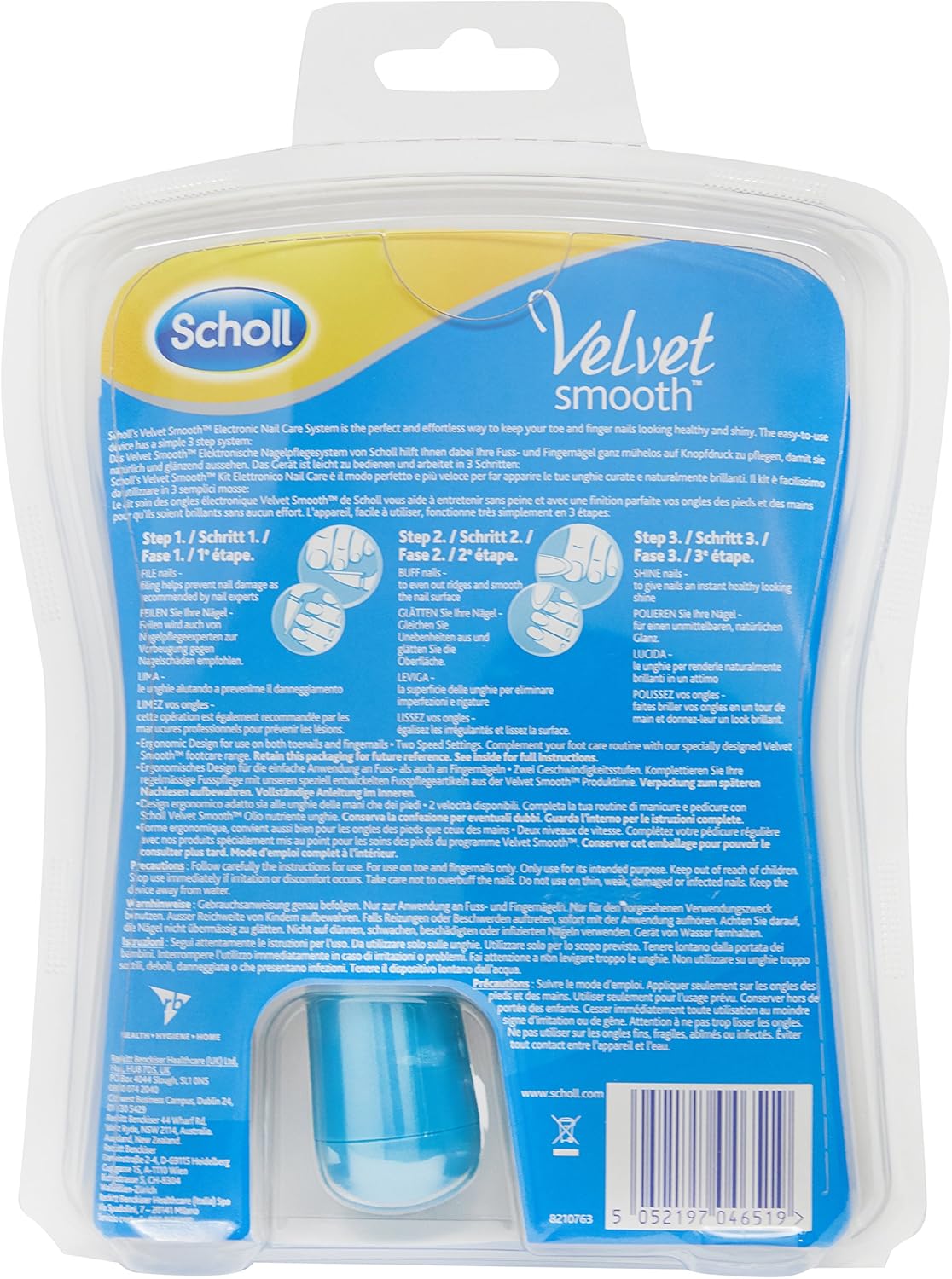 Scholl Velvet Smooth Electronic Nail Care Kit, 1 Product, Blue