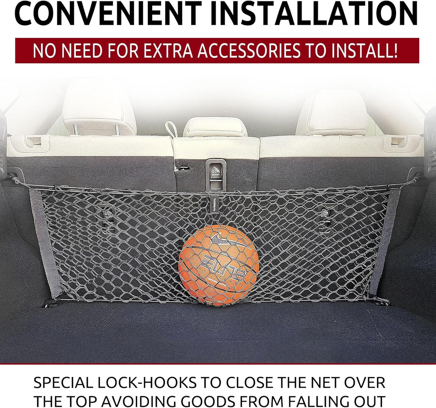 Back Seat Style Automotive Elastic Trunk Mesh Cargo Net for Mazda CX5 S Carbon Premium Turbo 2023 - Premium Trunk Organizer and Storage - Luggage Net for Crossover - Car Organizer for Mazda CX5