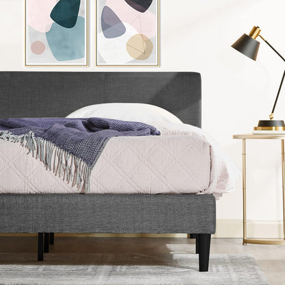 Zinus Liam Queen Bed Frame Platform / Bedroom Furniture/Dark Grey Fabric