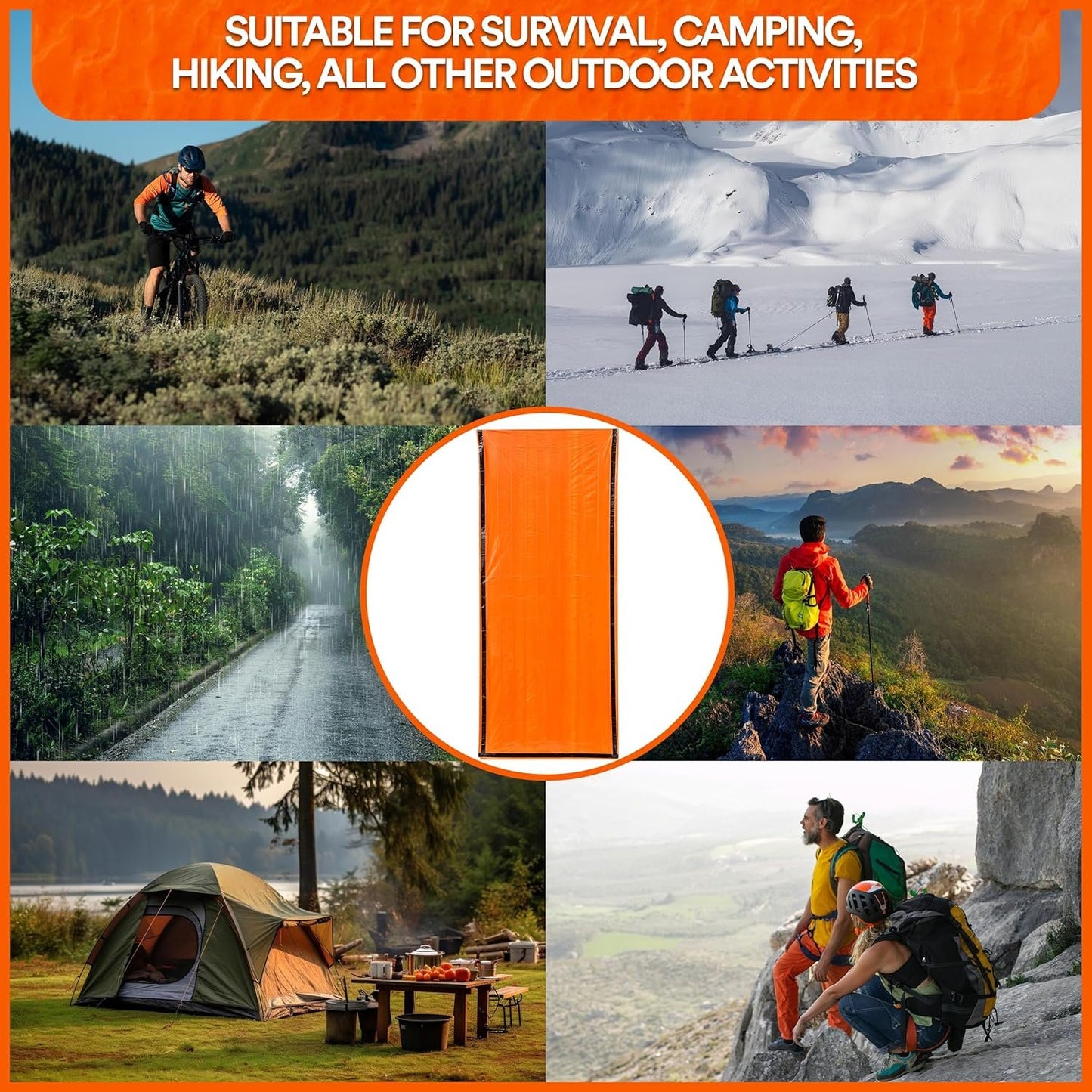 Emergency Sleeping Bags for Survival, with Whistle, Portable Bivy Sleeping Bag Waterproof Blanket for Camping Hiking and Other Outdoor Activities