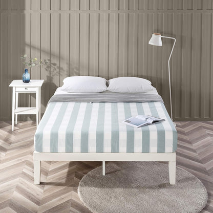 Zinus Moiz White Timber Bed Frame | Wood Platform Mattress Foundation/Bedroom Furniture - King Single Size