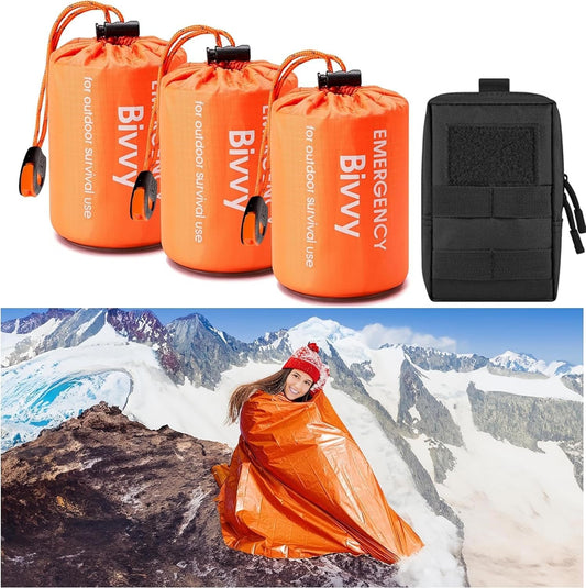 GearHill Emergency Sleeping Bags Survival Bag with Whistle Bivy Sack Portable Emergency Blanket Thermal Sleeping Bag