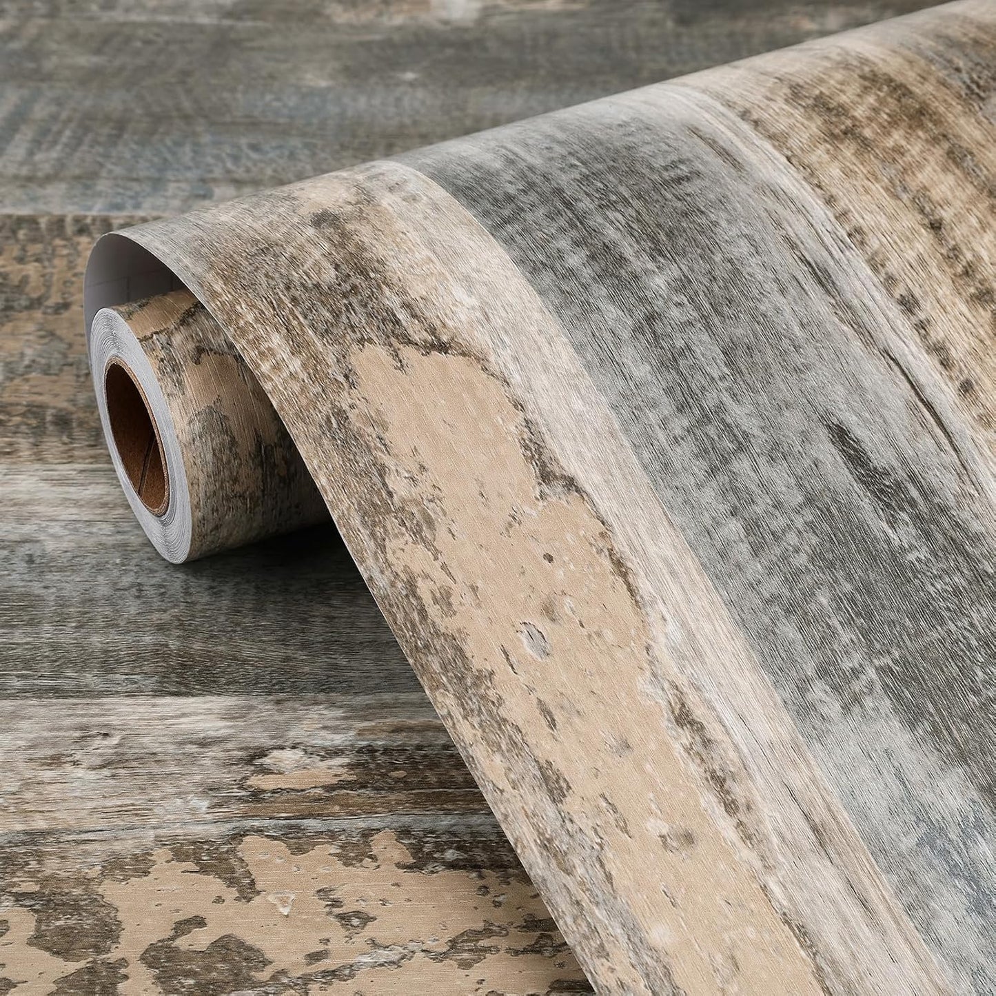 FunStick Wood Effect Adhesive Paper for Grey Table Wood Wallpaper Panel Wall Sticker Bedroom Kitchen Grey Adhesive Film for Furniture Wood Panel 30 cm x 5 m