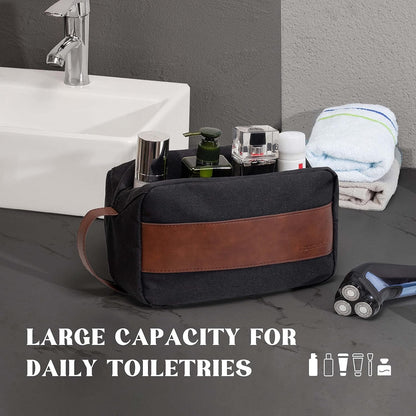 Vorspack Toiletry Bag for Men - Large Dopp Kit for Travel Water Resistant Travel Bag for Toiletries Accessories Lightweight Toiletries Bag - Black, Black, Medium