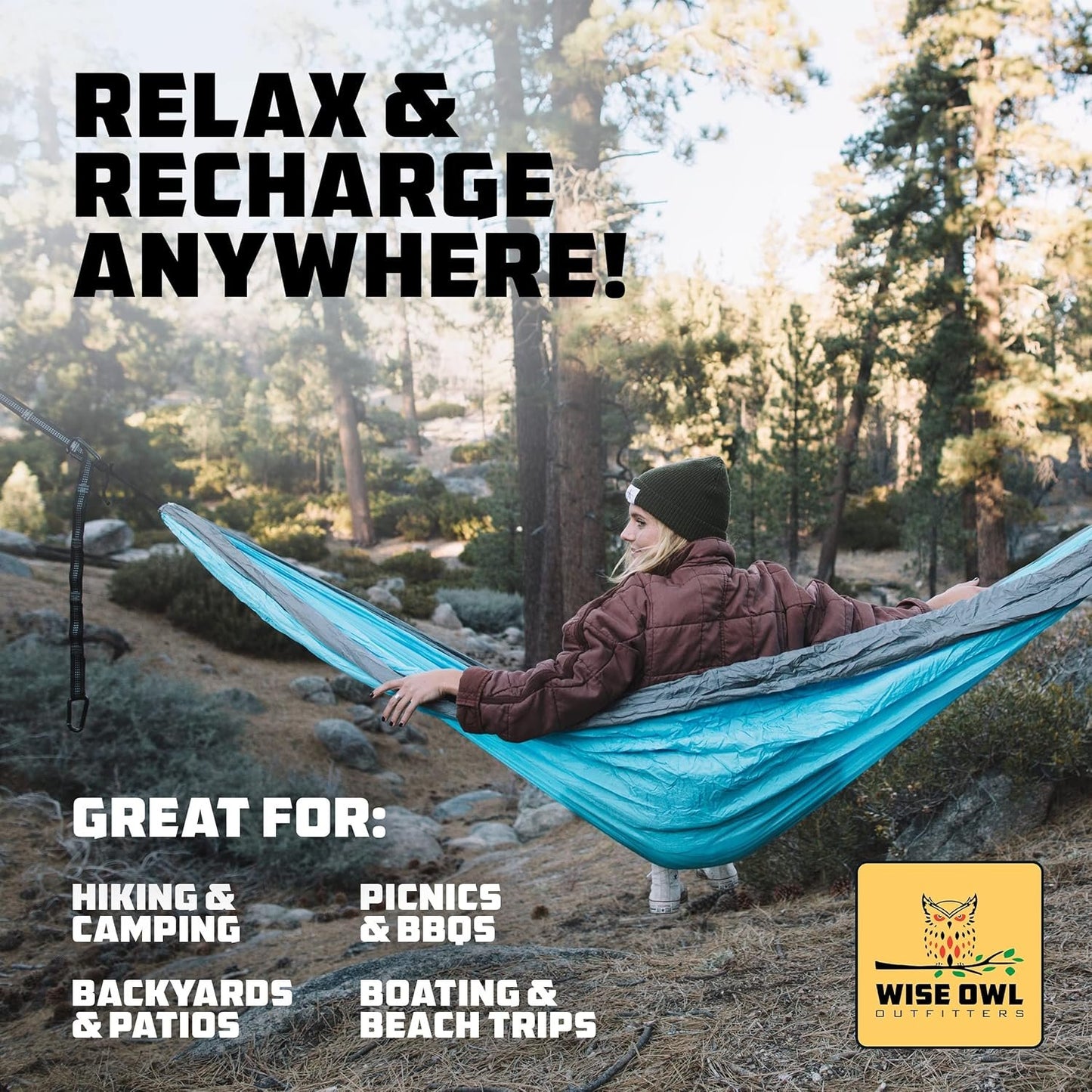 Wise Owl Outfitters Hammock for Camping Single Hammocks Gear for The Outdoors Backpacking Survival or Travel - Portable Lightweight Parachute Nylon SO Orange & Grey