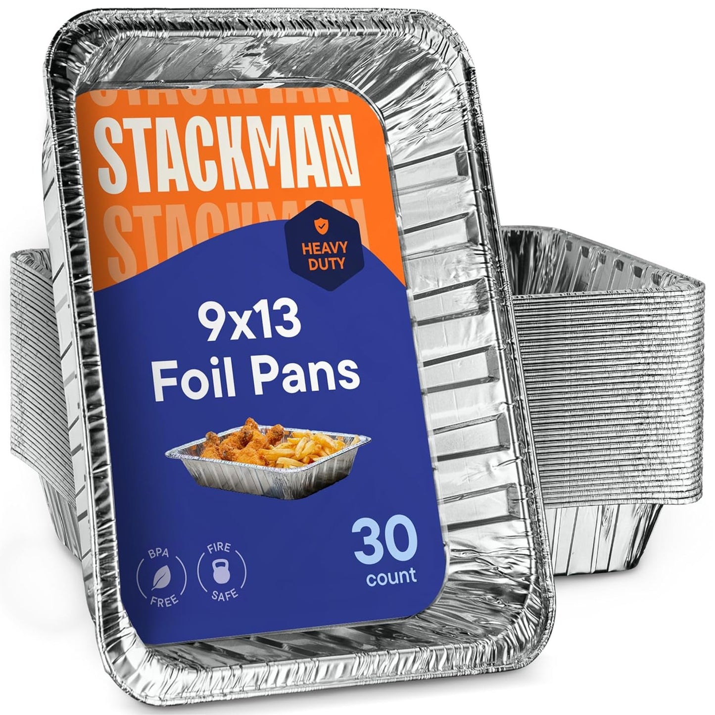 Aluminum Pans 9x13 Disposable Foil Pans [30-Pack] Heavy-Duty Baking Pans, Half-Size Deep Steam Table Pans - Tin Foil Pans Great for Cooking, Baking, Heating, Storing, Food Prepping by Stack Man