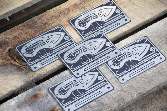 Tiny Survival Card: A 17-Tool Survival Kit with Knife That Fits in Your Wallet - Ultimate EDC, Multitool Card for Your Wallet - Great Gift! 5-Pack