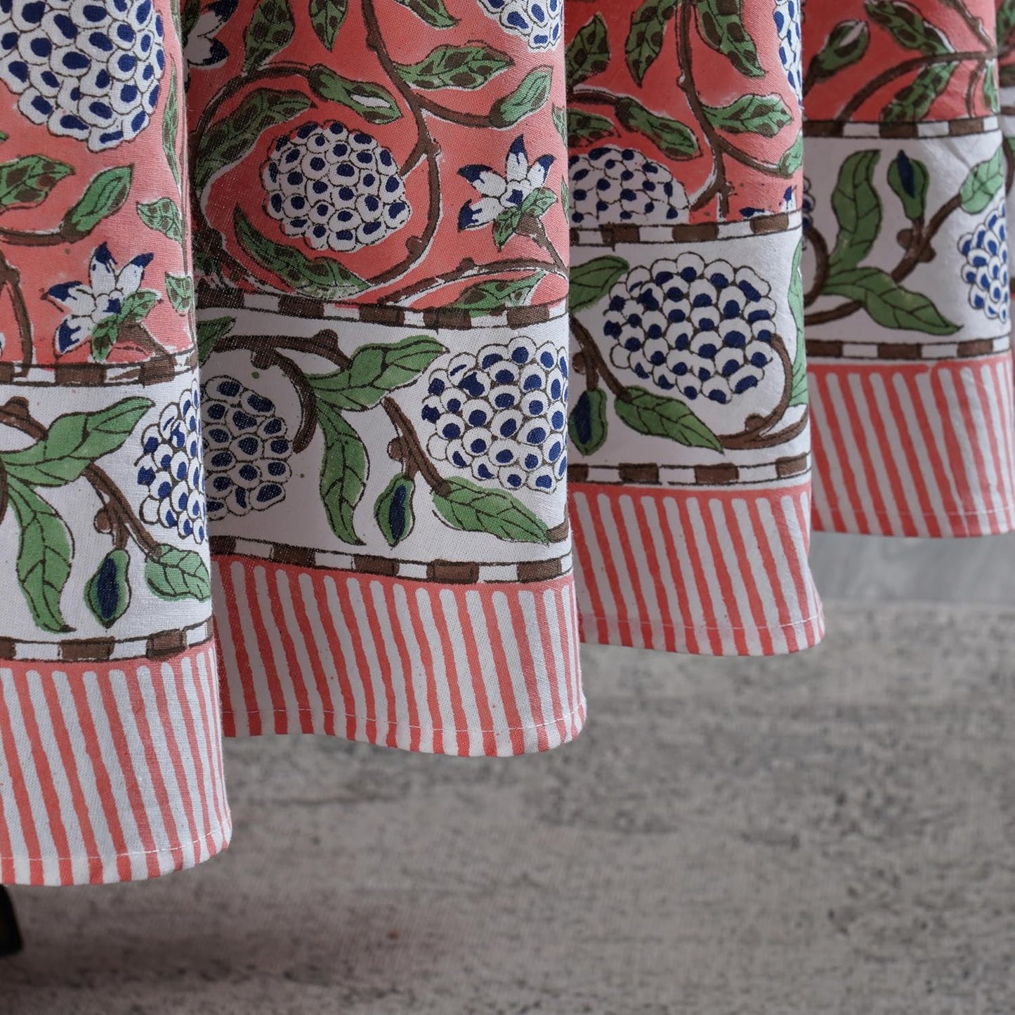 Ridhi 100% Cotton Tablecloth for Kitchen Dining Tabletop Decoration Picnic Events Parties Weddings Block Print Round Tablecloths (Dark Salmon Pink, 4 Seater 60 INCH Round)