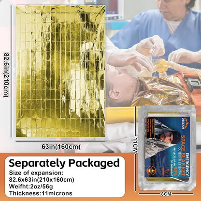Deecam Emergency Space Blankets, Mylar Thermal Survival Blankets Foil Camping Emergency, Silver and Gold Heat Reflective Blanket for Outdoor, First Aid, Hiking, Camping Gear, Travel (6Pack)