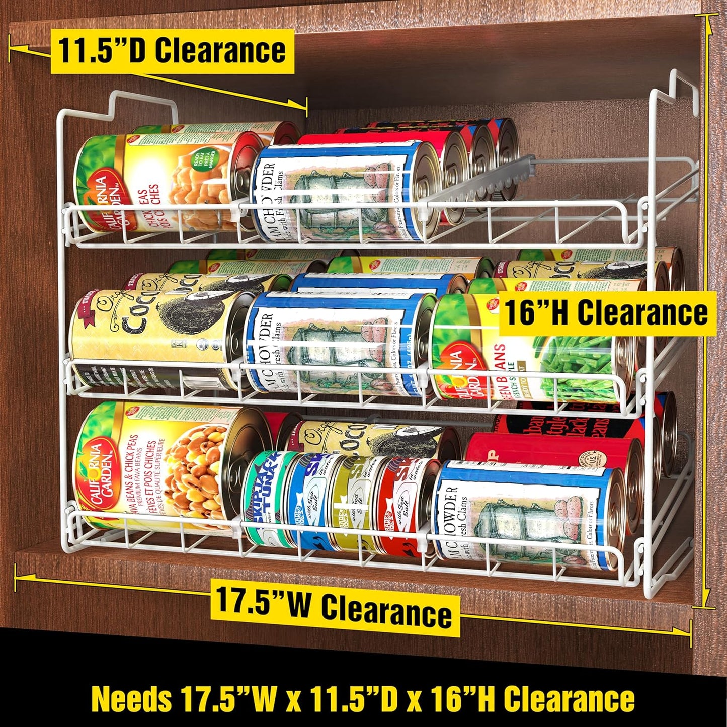 Deco Brothers Stackable Can Rack Organizer for Kitchen and Pantry, Holds Up to 36 Cans, White