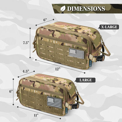 PAVILIA Tactical Toiletry Bag for Men, Hygiene Travel Bag, Military Dopp Kit, Water Resistant Molle Pouch, Mens Shaving Grooming Essentials, Bathroom Shower Toiletries Small Organizer Case, Camo