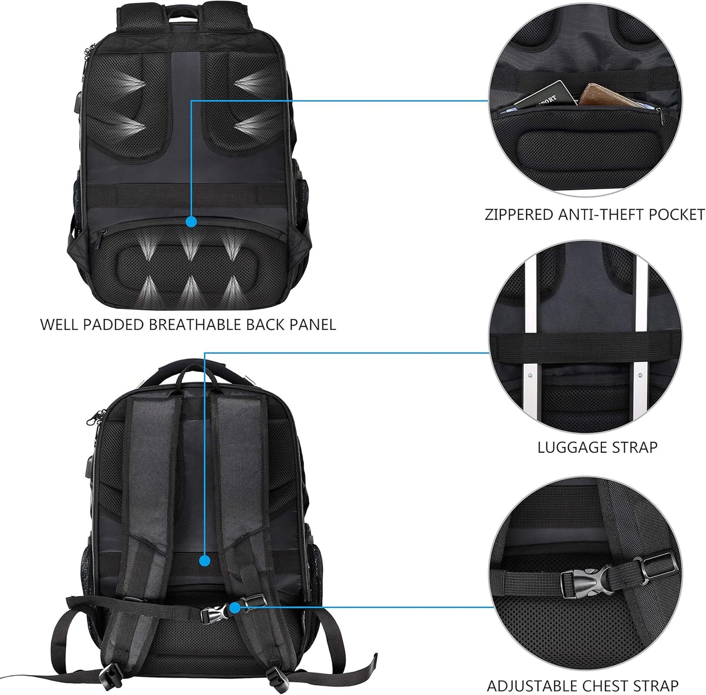 KROSER TSA Friendly Travel Laptop Backpack 17.3 Inch