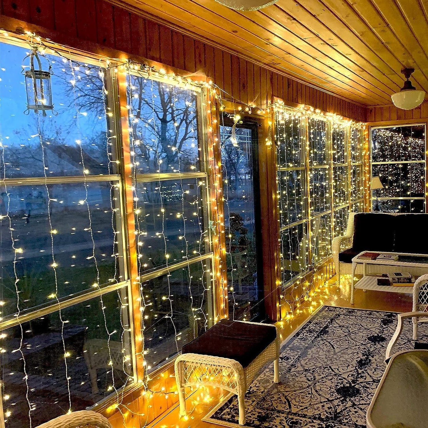 2025 New Fairy Curtain Lights for Bedroom 300 LED, Jezoll Christmas String Lights USB Plug in 8 Modes Wall Hanging Twinkle with Remote Control for Wedding Party Backdrop Decor Warm White (9.8x9.8FT)