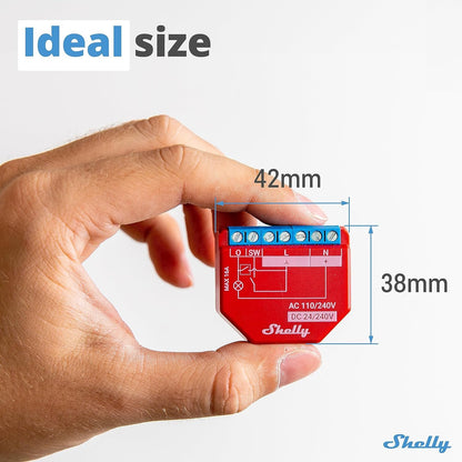 Shelly Plus 1PM | WiFi & Bluetooth Smart Relay Switch with Power Measurement | Home Automation | Alexa & Google Home Compatible | No Hub Required | Wireless Lighting Control