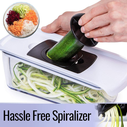 Mandoline Slicer for Kitchen - Mandoline Food Slicer - Veggie Julienne Cutter & Cheese Grater - Potato Veg Slicer - Kitchen Tools & Gadgets (6-in-1 White)