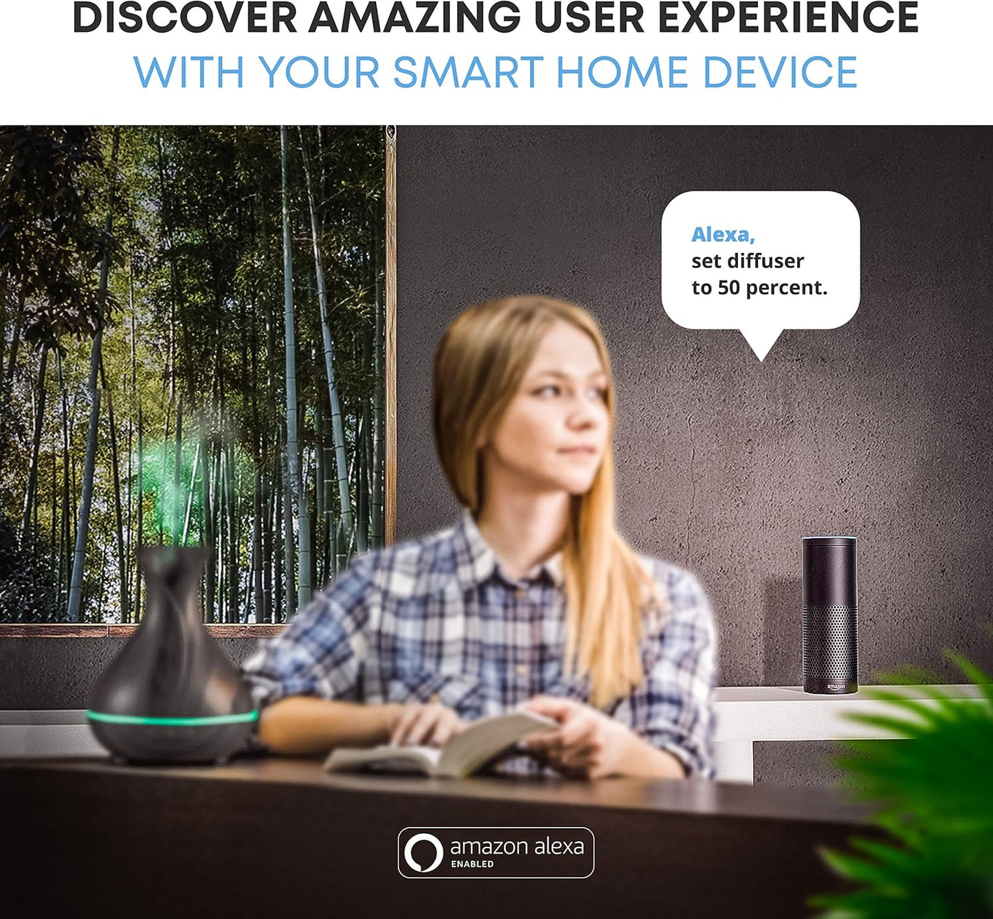 Smart WiFi Wireless Essential Oil Aromatherapy 400ml Ultrasonic Diffuser & Humidifier with Alexa & Google Home Phone App & Voice Control - Create Schedules - LED & Timer Settings Dark Brown Visit the Sierra Modern Home Store