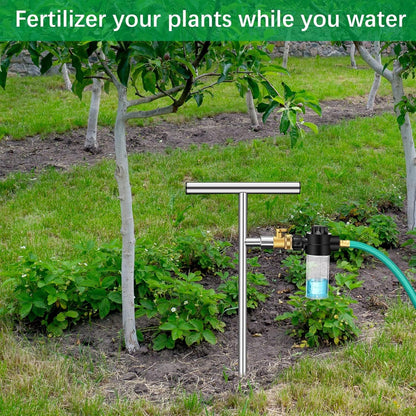 Root Feeder Deep Root Watering Tool with Fertilizer Dispenser Tree Watering Spike Watering Wand Irrigation System,for Plants Trees Bushes Shrubs Made of Stainless Steel with Shut Off Valve T Handle