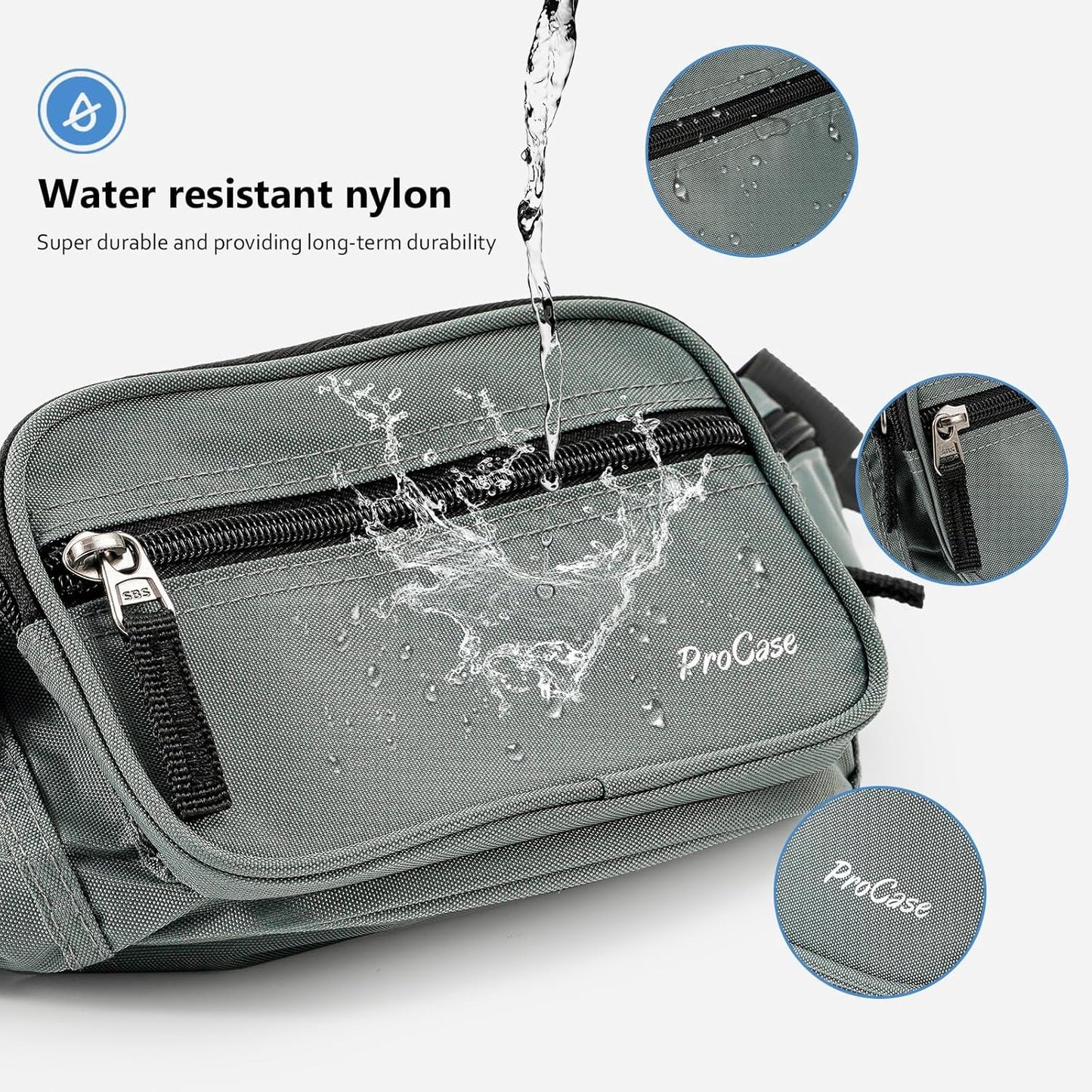 ProCase Fanny Pack Waist Packs for Men Women, Large Capacity Waist Bag Hip Pack for Travel Hiking Running Outdoor Sports