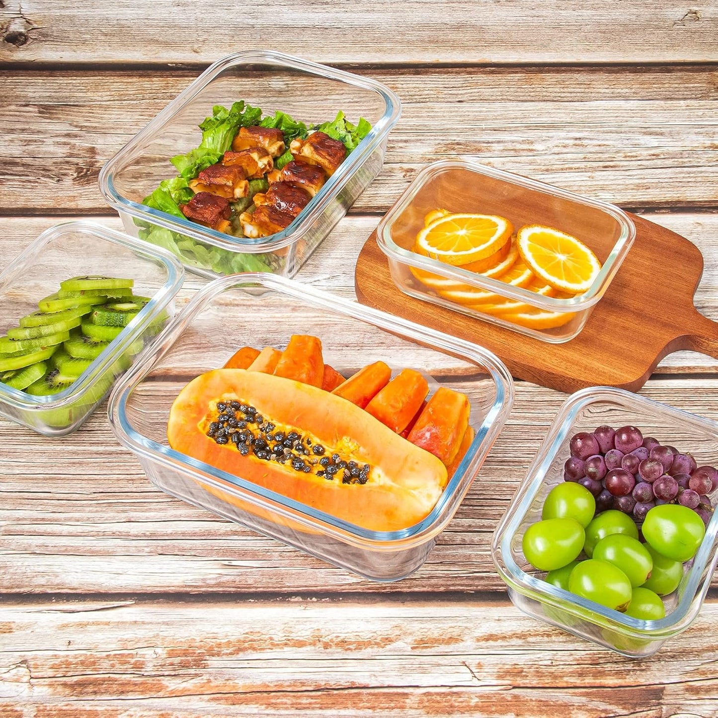 Glass Food Storage Containers with Lids Glass Containers for Meal Prep 10 Pack for Kitchen, Stackable, Airtight & Leak Proof