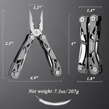TACTIMAN 15-in-1 Multi Tool Pocket Knife, Tactical Multitool Knife Pliers, Camping Survival Gear with Knife Saw Scissors Serrated Blade Bottle Can Opener Screwdrivers Safety Lock, Unique Gifts for Men